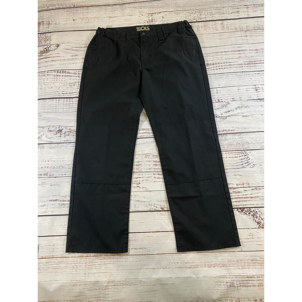 SOG Black Pants Mens 36/30 Black Polyester Work Tactical Straight Leg Hunter